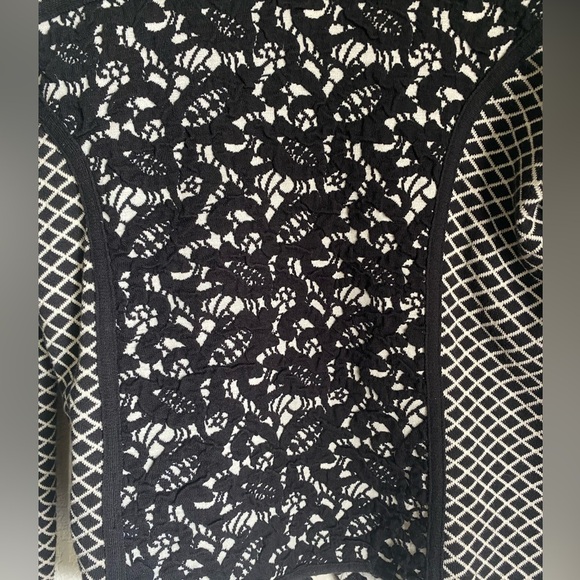 Anthropologie Moth Size S Black Jacquard Asymmetrical Moto Zip Lace Jacket - Picture 10 of 11